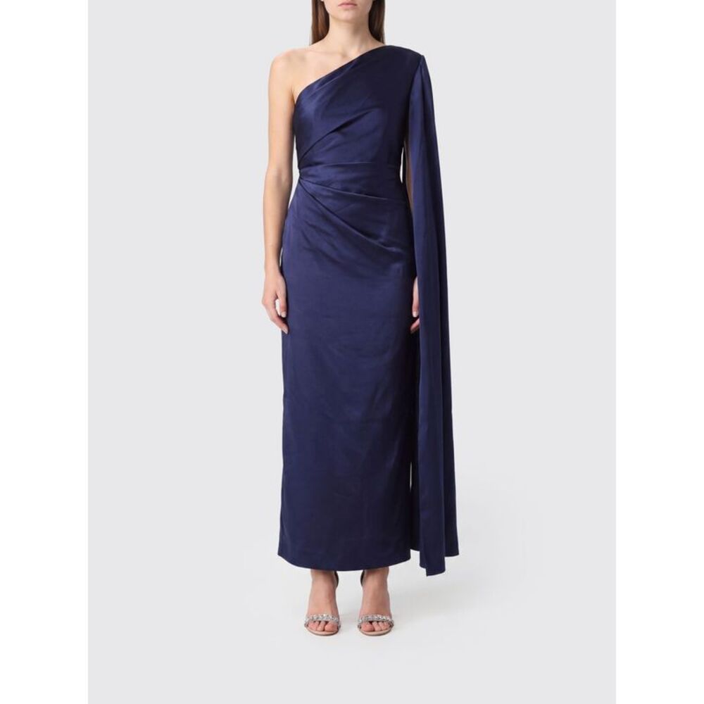 Solace London Women Solace London One-Shoulder Long Satin Gown With Draped Waist